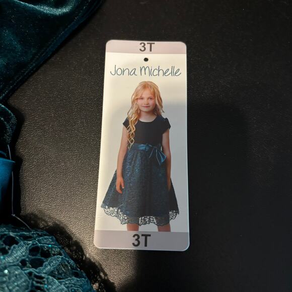 NWT Jona Michelle Girl's Size 3T Emerald Green Tulle Dress Velvet Sparkly - Picture 4 of 6